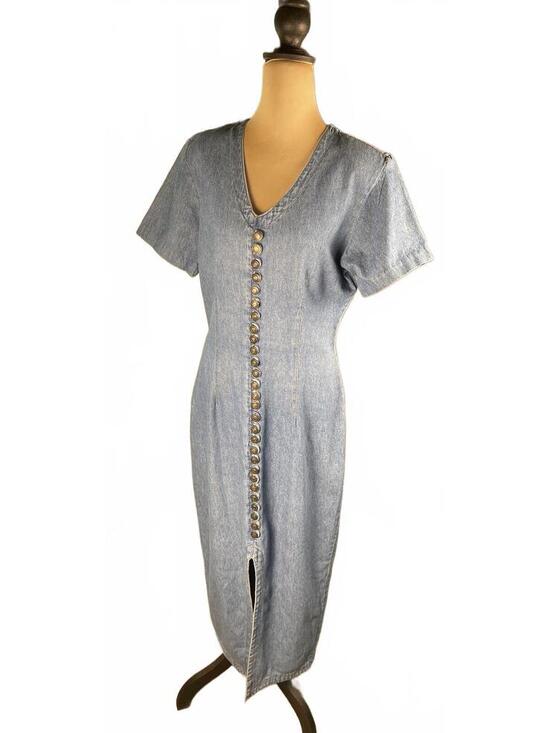 Dresses & Skirts - Vintage Denim Button-Front Midi Dress by Express Jeans 9/10- Late 80s-Early 90s